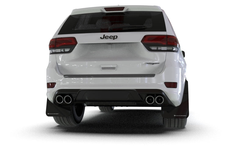 Rally Armor MF134-UR-BLK-WH - RALMF134-UR-BLK-WH - Rally Armor 18-22 Jeep Grand Cherokee SRT Trackhawk Black UR Mud Flap - White Logo - Shipped in Europe - Tuningsupply.com