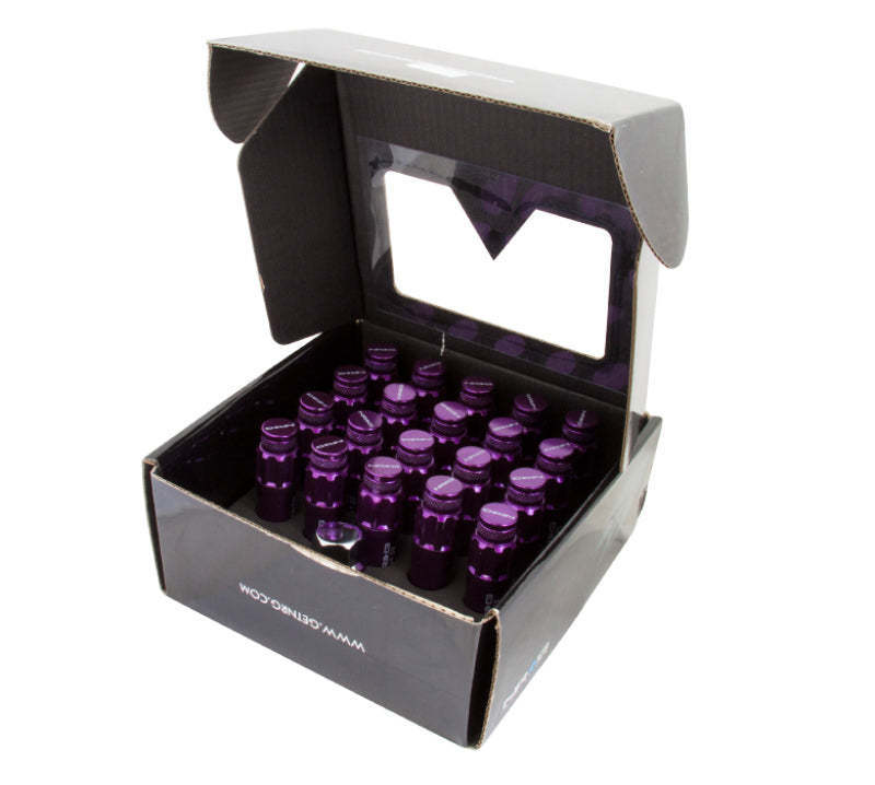 NRG LN-LS700PP-21 - NRGLN-LS700PP-21 - NRG 700 Series M12 X 1.5 Steel Lug Nut w/Dust Cap Cover Set 21 Pc w/Locks & Lock Socket - Purple - Shipped in Europe - Tuningsupply.com
