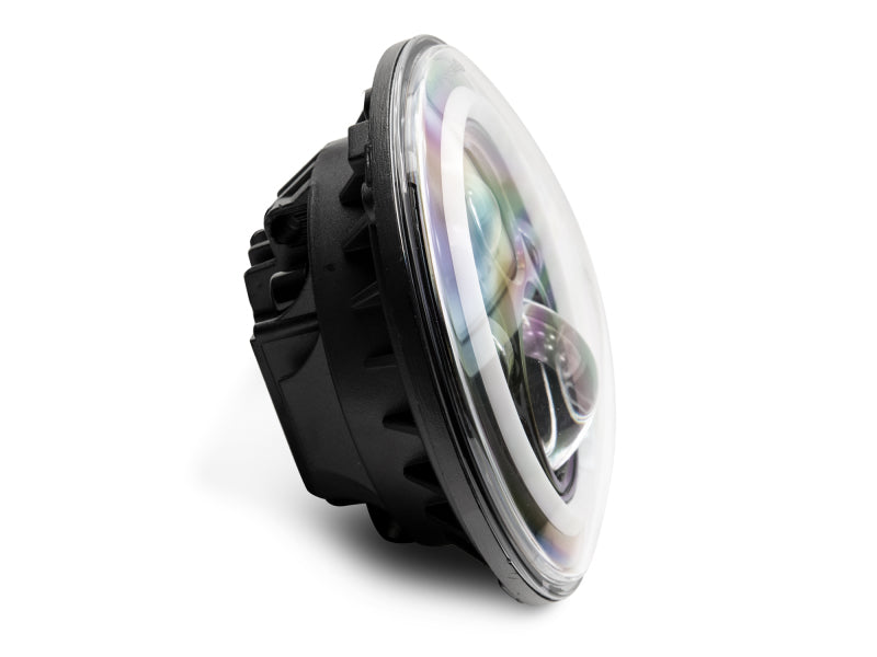 Raxiom J142665 - RAXJ142665 - Raxiom 97-18 Jeep Wrangler TJ/JK Axial 7-Inch LED Headlights w/RGB Halo- Black Housing (Clear Lens) - Shipped in Europe - Tuningsupply.com