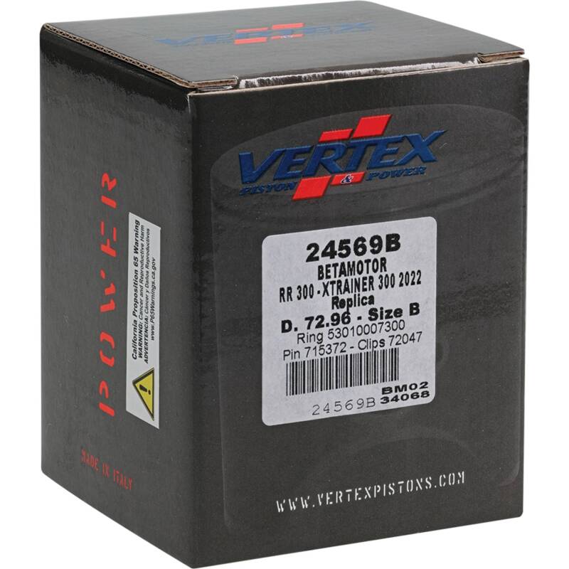 Vertex Pistons 24569B - VEP24569B - Vertex Piston 22-24 Beta RR 2T 300 300cc Cast Replica Piston Kit - Shipped in Europe - Tuningsupply.com