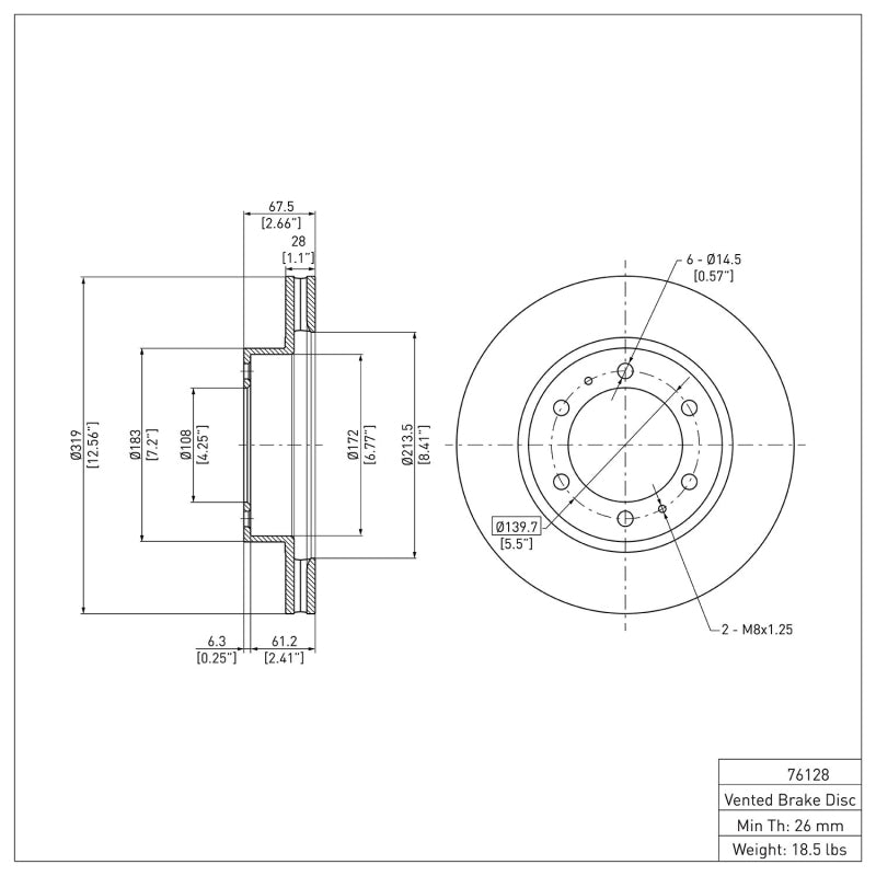 DFC 600-76128 - DFC600-76128 - DFC 03-23 Toyota FJ Cruiser Front Brake Rotor - Shipped in Europe - Tuningsupply.com