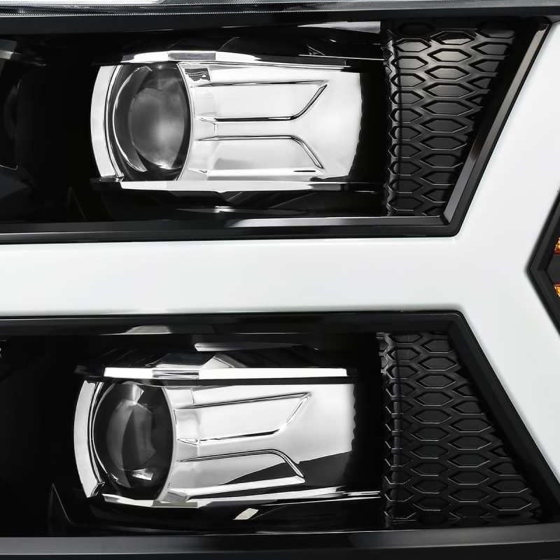 AlphaRex 880223 - ARX880223 - AlphaRex 07-13 Chevy 1500 LUXX LED Proj Headlights Plank Style Jet Blk w/ Activ Light/Seq Signal/DRL - Shipped in Europe - Tuningsupply.com