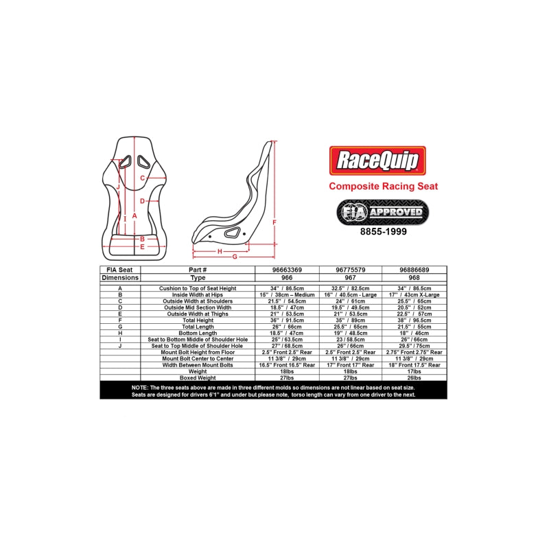 Racequip 96663369RQP - RQP96663369RQP - RaceQuip FIA Racing Seat - Medium - Shipped in Europe - Tuningsupply.com