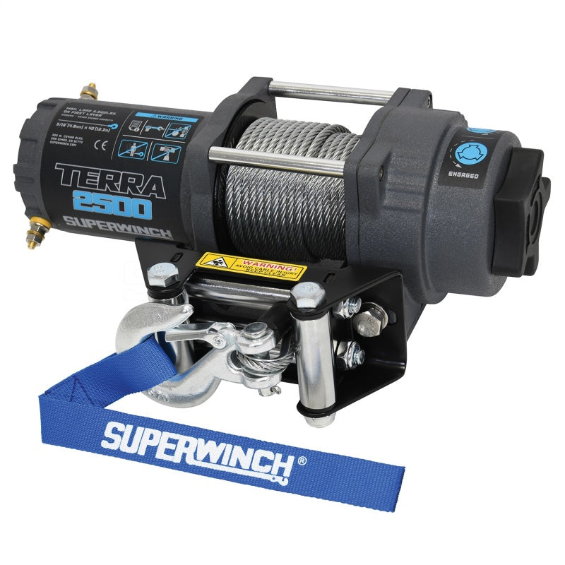 Superwinch 1125260 - SUW1125260 - Superwinch 2500 LBS 12V DC 3/16in x 40ft Steel Rope Terra 2500 Winch - Gray Wrinkle - Shipped in Europe - Tuningsupply.com
