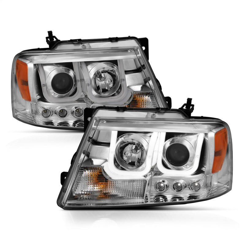 ANZO 111287 - ANZ111287 - ANZO 2004-2008 Ford F-150 Projector Headlights w/ U-Bar Chrome - Shipped in Europe - Tuningsupply.com