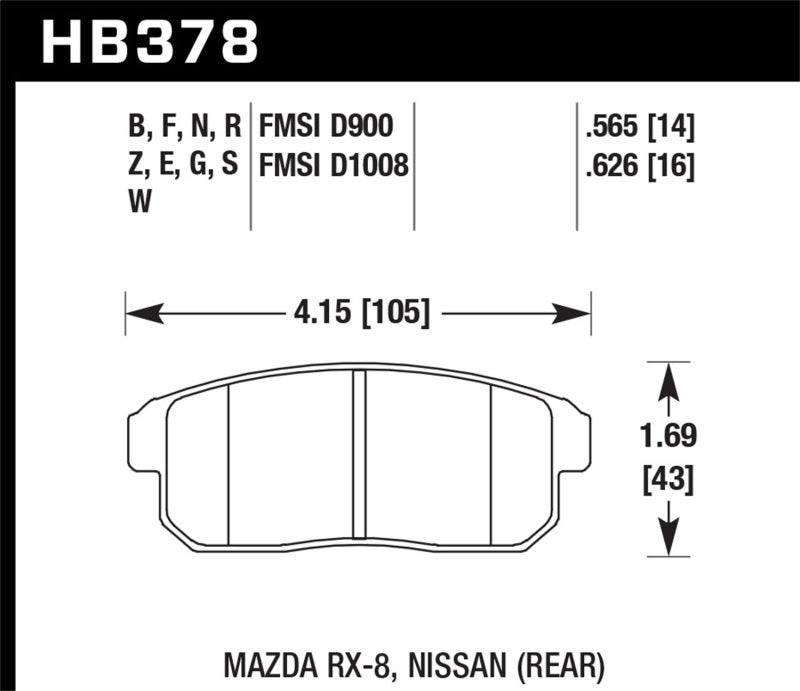 Hawk Performance KHB378B.565 - HAWKHB378B.565 - Hawk 2001-2001 Infiniti G20 (Made On or After 12-1-01) HPS 5.0 Rear Brake Pads - Shipped in Europe - Tuningsupply.com