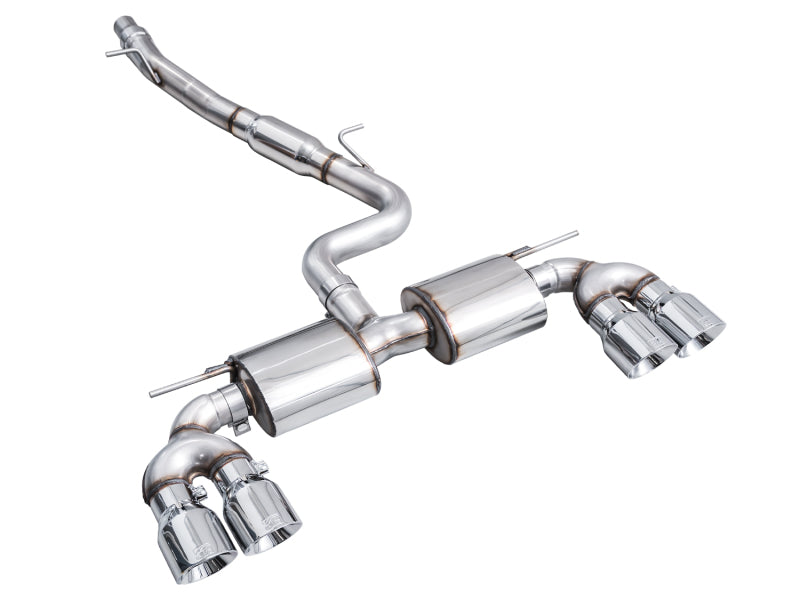 AWE Tuning 3015-42658 - AWE3015-42658 - AWE MK8 Volkswagen Golf R 3in Touring Edition Quad Exhaust - Chrome Silver Tips - Shipped in Europe - Tuningsupply.com