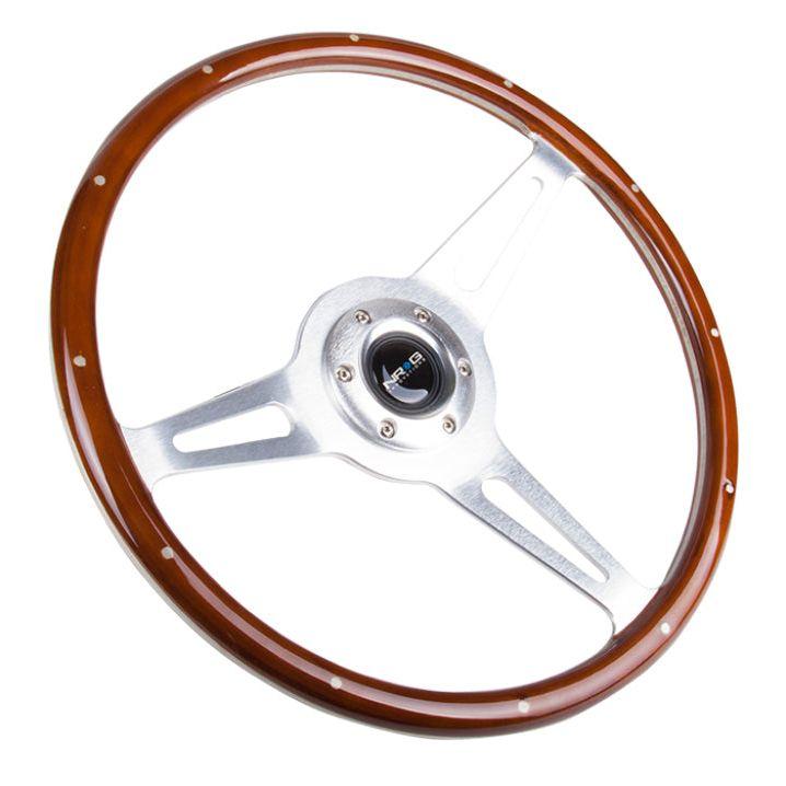 NRG ST-380SL - NRGST-380SL - NRG Classic Wood Grain Steering Wheel (365mm) Wood w/Metal Inserts & Brushed Alum. 3-Spoke Center - Shipped in Europe - Tuningsupply.com