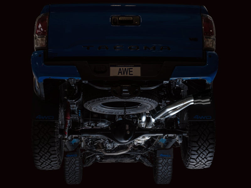 AWE Tuning 3015-33826 - AWE3015-33826 - AWE 16-22 Toyota Tacoma 0FG Catback Exhaust w/ BashGuard - Dual Diamond Black Tips - Shipped in Europe - Tuningsupply.com