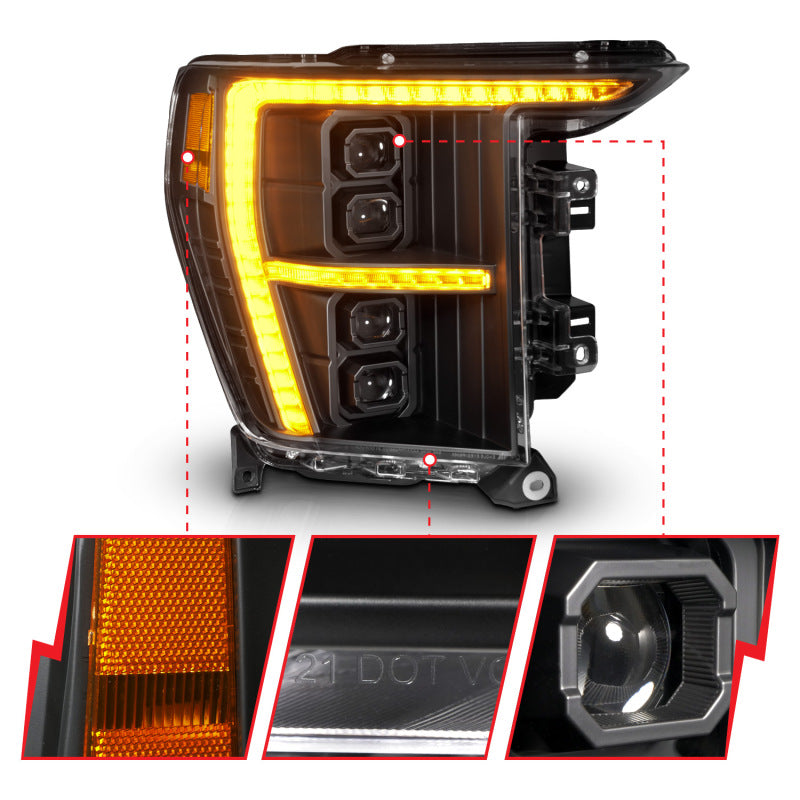 ANZO 111593X-R - ANZ111593X-R - ANZO 21-23 Ford F-150 (w/Factory Halogen) Z-Series Full LED Proj Headlights - Pass. Side ONLY - Shipped in Europe - Tuningsupply.com