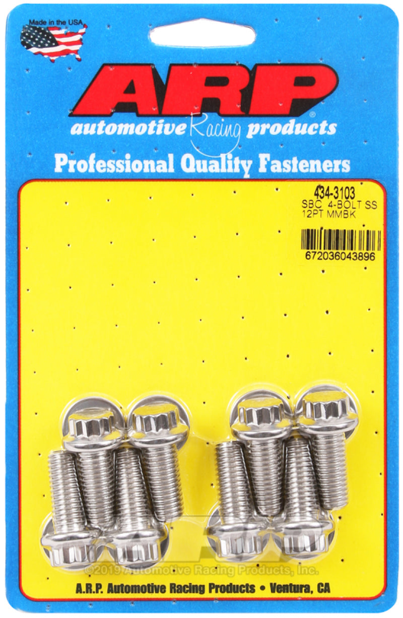 ARP 434-3103 - ARP434-3103 - ARP SB Chevy 4-Bolt SS 12pt Motor Mount Bolt Kit - Shipped in Europe - Tuningsupply.com