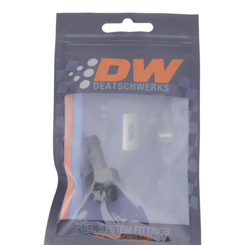 DeatschWerks 6-02-0502-B - DWK6-02-0502-B - DeatschWerks 6AN ORB Male to 5/16in Male Triple Barb Fitting (Incl O-Ring) - Anodized Matte Black - Shipped in Europe - Tuningsupply.com