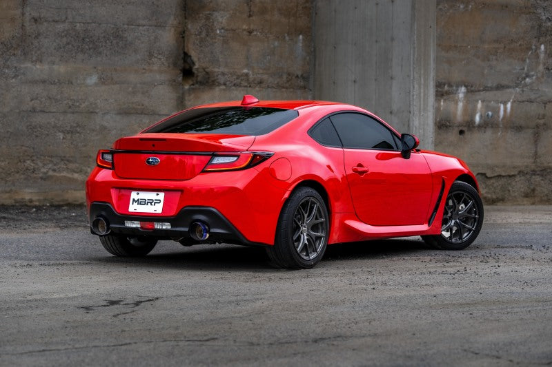 MBRP PS48053BE - MBRPS48053BE - MBRP 2022 Subaru BRZ 2.4L/Toyota GR86 2.4L 2.5in Dual Split Rear Exit w/5in OD Burnt End Tips - T304 - Shipped in Europe - Tuningsupply.com