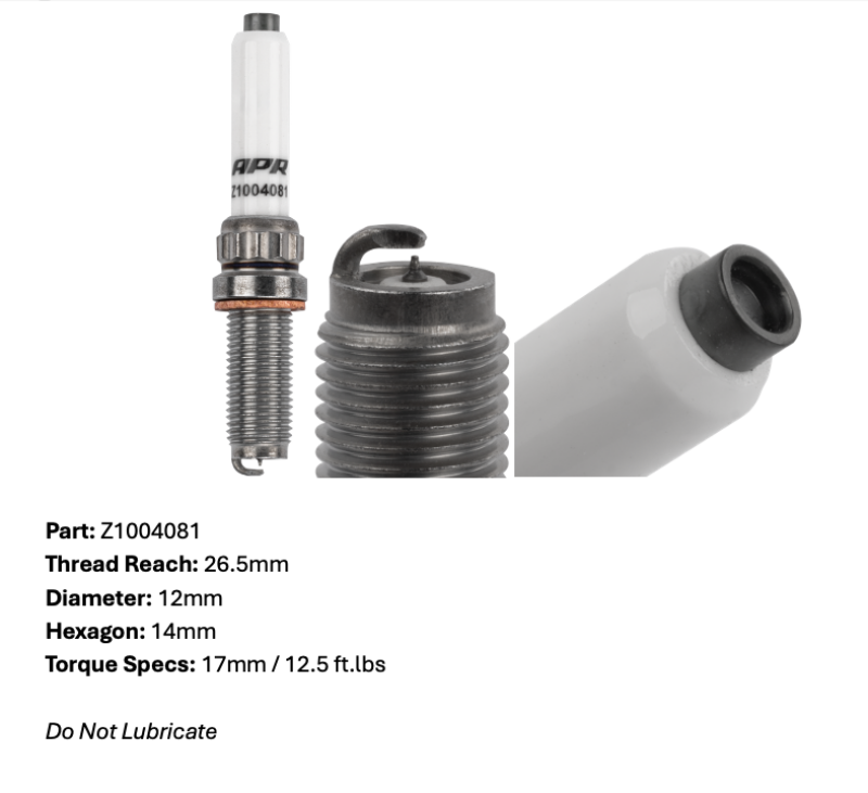 APR Z1004081 - APRZ1004081 - APR EA825/EA839/9A2 Iridium Pro Spark Plug - Heat Range 10 - 12mm x 26.5mm x 14mm - SINGLE - Shipped in Europe - Tuningsupply.com