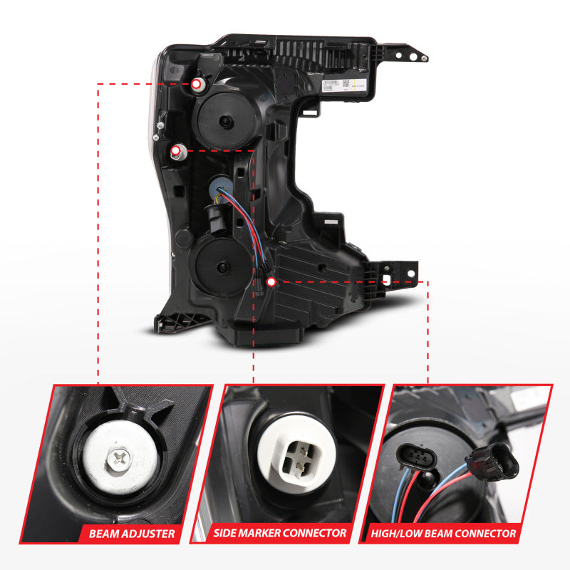 ANZO 111620X-L - ANZ111620X-L - ANZO 20-22 Ford Super Duty (Halogen) Z-Series Full LED Proj Headlights SeqSig - Driver Side ONLY - Shipped in Europe - Tuningsupply.com