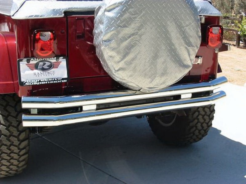 Rampage 8448 - RAM8448 - Rampage 1976-1983 Jeep CJ5 Double Tube Rear Bumper w/Hitch Receiver - Stainless - Shipped in Europe - Tuningsupply.com