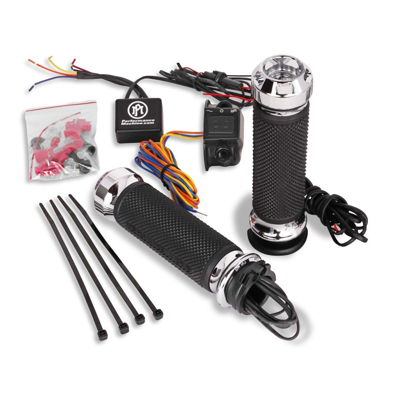 Performance Machine 0063-2093-CH - PFM0063-2093-CH - Performance Machine FLHX TBW Apex Heated Grips - Chrome - Shipped in Europe - Tuningsupply.com