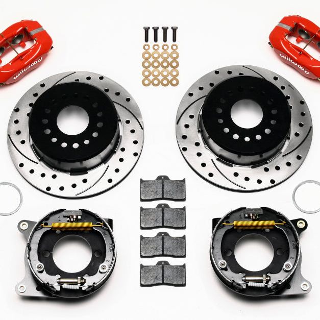 Wilwood 140-9228-DR - WIL140-9228-DR - Wilwood Forged Dynalite P/S P-B Kit Drilled-Red 2005-2014 Mustang - Shipped in Europe - Tuningsupply.com