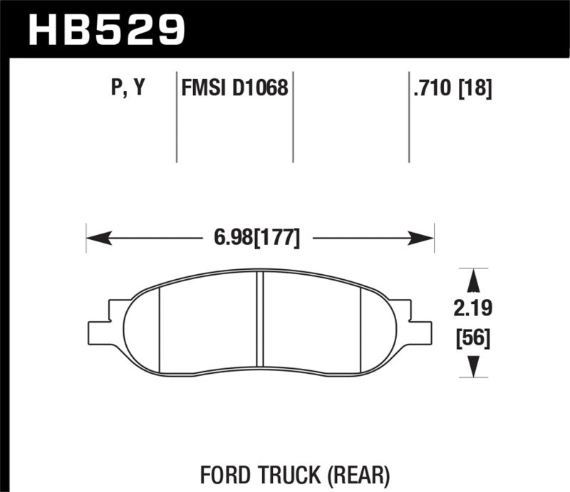 Hawk Performance KHB529Y.710 - HAWKHB529Y.710 - Hawk 05-07 Ford F250/F350 5.4L/6.0L/6.8L LTS Street Rear Brake Pads - Shipped in Europe - Tuningsupply.com