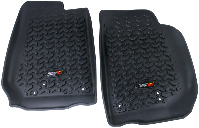 Rugged Ridge 12920.03 - RUG12920.03 - Rugged Ridge Floor Liner Front Black 2007-2018 Jeep Wrangler Unlimited JK 4 Dr - Shipped in Europe - Tuningsupply.com
