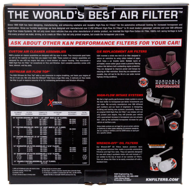 K&N Engineering 60-1180 - KNN60-1180 - K&N Custom Round Filter 5-1/8in FLG / 11in Dia / 4-3/4in H w/VENT - Shipped in Europe - Tuningsupply.com