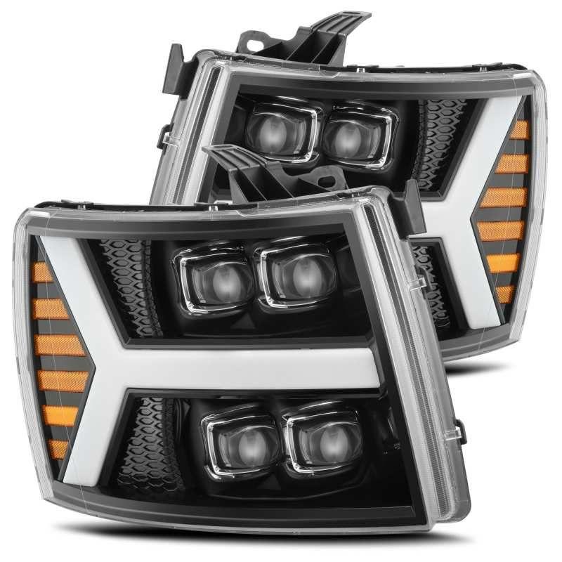 AlphaRex 880208 - ARX880208 - AlphaRex 07-13 Chevy 1500HD(NewBody) NOVA LED Proj Headlight Plank Sty Glos Blk w/Activ Lite/Seq Sig - Shipped in Europe - Tuningsupply.com