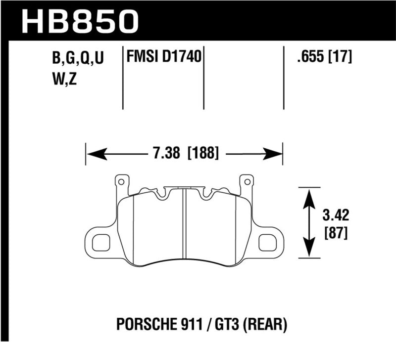 Hawk Performance KHB850B.655 - HAWKHB850B.655 - Hawk 2019 Porsche 911 Turbo HPS 5.0 Brake Pads - Shipped in Europe - Tuningsupply.com