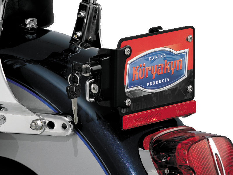 Kuryakyn 4248 - KUR4248 - Kuryakyn License Plate Helmet Lock With Mount Black - Shipped in Europe - Tuningsupply.com