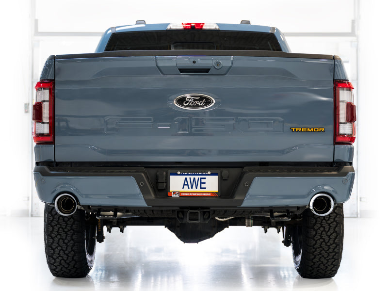 AWE Tuning 3020-32402 - AWE3020-32402 - AWE Tuning 2021+ Ford F150 Tremor w/ Bumper Cutouts 0FG Non-Resonated Cat-Back w/ Chrome Silver Tips - Shipped in Europe - Tuningsupply.com