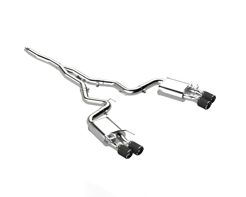 MBRP PS72233CF - MBRPS72233CF - MBRP 18-22 Ford Mustang 2.3L Ecoboost 3in Cat-Back Exhaust w/ Quad Carbon Fiber SS Tips - T304 - Shipped in Europe - Tuningsupply.com