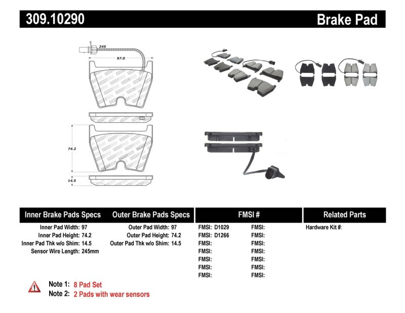 Stoptech 309.10290 - STO309.10290 - StopTech Performance Brake Pads - Shipped in Europe - Tuningsupply.com