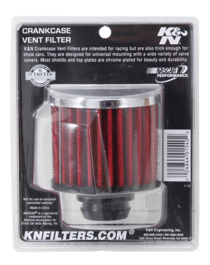 K&N Engineering 62-1490 - KNN62-1490 - K&N Rubber Base Chrome Top Push-In Crankcase Vent Filter 3in OD x 2-1/2in H. - Shipped in Europe - Tuningsupply.com