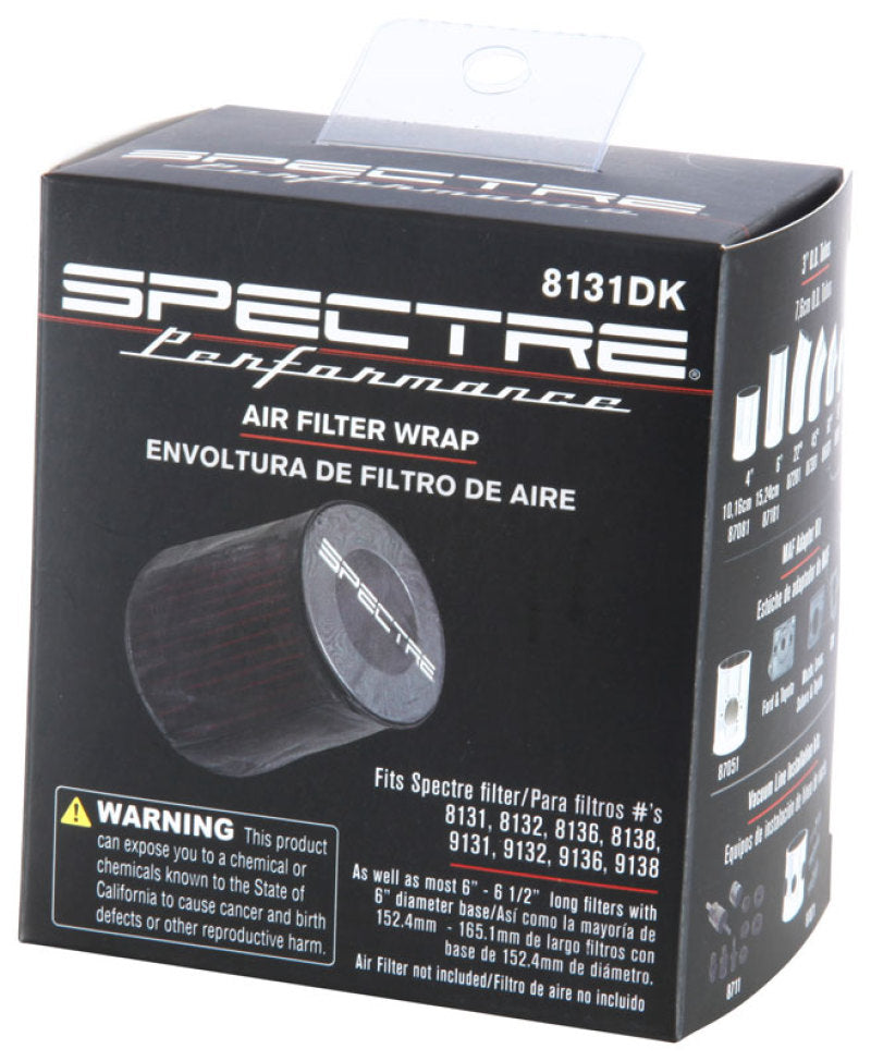 Spectre 8131DK - SPE8131DK - Spectre Universal Pre-Filter Wrap 6in. x 6.125in. - Black - Shipped in Europe - Tuningsupply.com