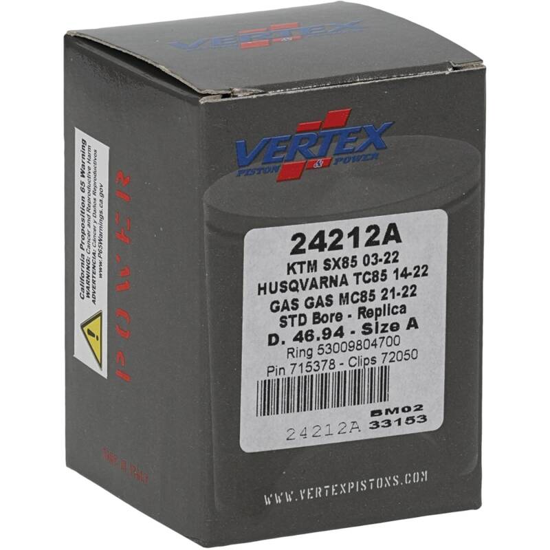 Vertex Pistons 24212A - VEP24212A - Vertex Piston 03-24 KTM 85 SX 85cc Cast Replica Piston Kit - Shipped in Europe - Tuningsupply.com