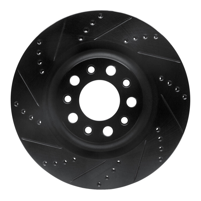 R1 Concepts - RNC633-16013L - R1 2017-2025 Alfa Romeo Stelvio Rear Left Drilled & Slotted Black Brake Rotor - Shipped in Europe - Tuningsupply.com