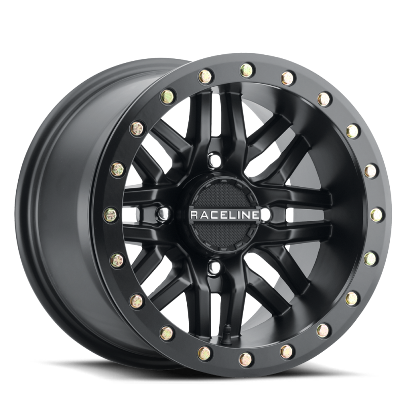 Raceline A91B-47056-52 - RCLA91B-47056-52 - Raceline A91B Ryno 14x7in / 4x156 BP / 10mm Offset / 132.5mm Bore - Satin Black Beadlock Wheel - Shipped in Europe - Tuningsupply.com