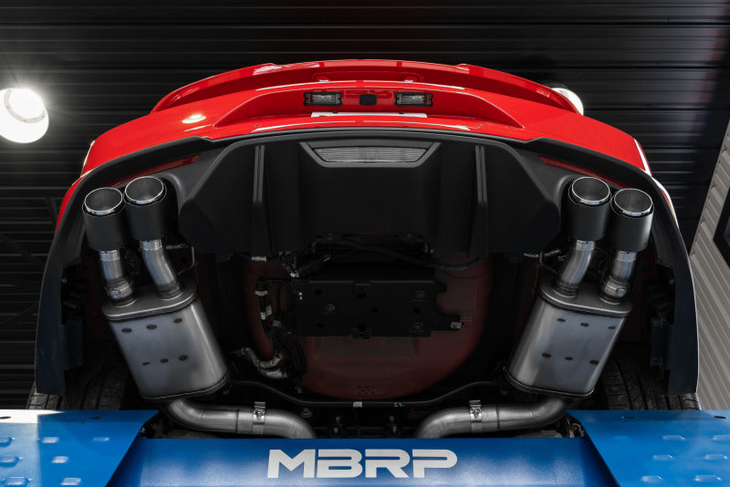MBRP PS72093CF - MBRPS72093CF - MBRP 18-20 Ford Mustang GT 5.0 w/ Quad Tip Active Exhaust Cat Back Split Rear T304 w/ Carb Fib Tips - Shipped in Europe - Tuningsupply.com
