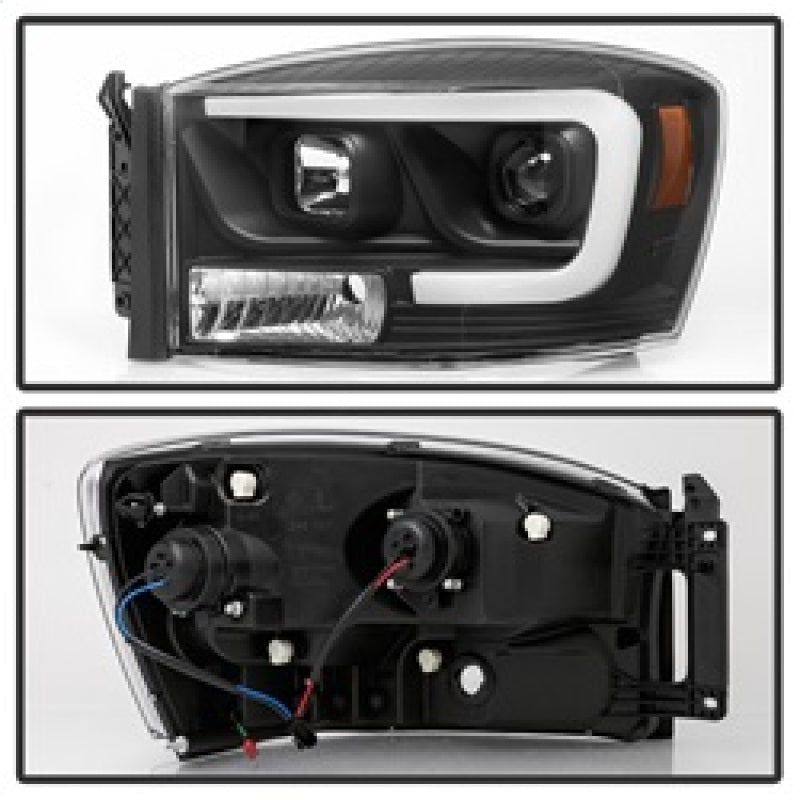 SPYDER 5085306 - SPY5085306 - Spyder Dodge Ram 1500 06-08 V2 Projector Headlights - Light Bar DRL - Black (PRO-YD-DR06V2-LB-BK) - Shipped in Europe - Tuningsupply.com