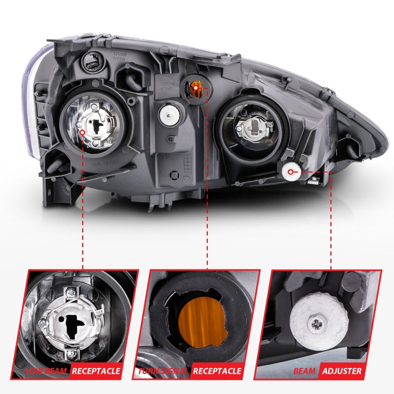 ANZO 121209 - ANZ121209 - ANZO 2002-2004 Acura RSX Crystal Headlights Black - Shipped in Europe - Tuningsupply.com