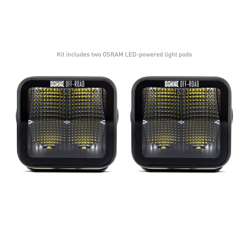 Borne Off-Road BNLT-LP33-2F - BRNBNLT-LP33-2F - Borne Off-Road Light Pods (Kit of 2) 3x3 Flood - Shipped in Europe - Tuningsupply.com