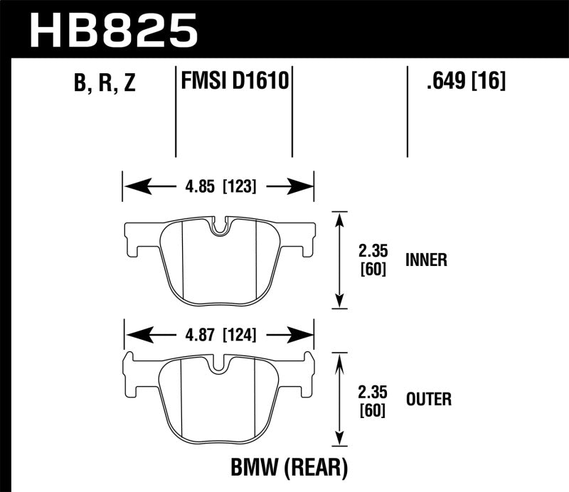 Hawk Performance KHB825B.649 - HAWKHB825B.649 - Hawk 13-15 BMW 335i/335i xDrive / 14-16 BMW 435i/435i xDrive HPS 5.0 Rear Brake Pads - Shipped in Europe - Tuningsupply.com