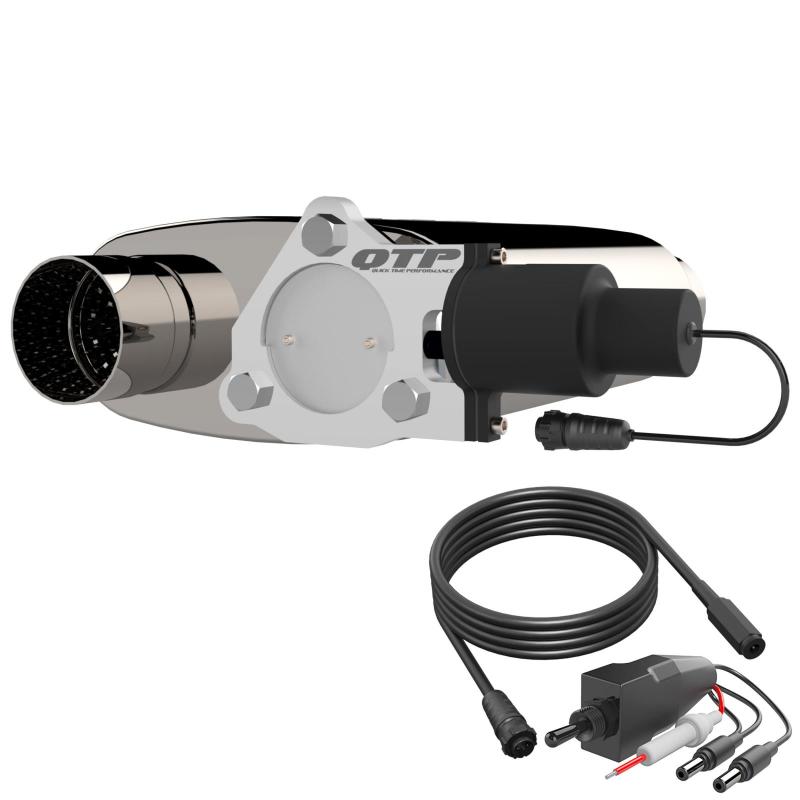 QTP 13300C - QTP13300C - QTP 3in Weld-On 304SS Screamer Muffler w/Bolt-On QTEC Electric Cutout - Shipped in Europe - Tuningsupply.com