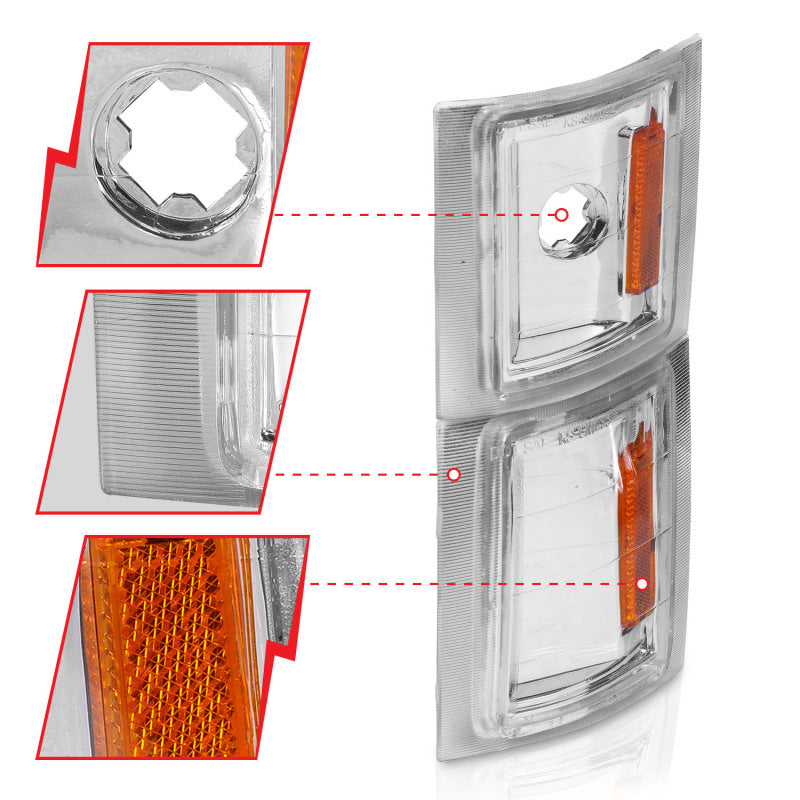 ANZO 521041 - ANZ521041 - ANZO 1994-1998 Chevrolet Blazer Corner Lights Clear Lens w/ Amber Reflector - Shipped in Europe - Tuningsupply.com