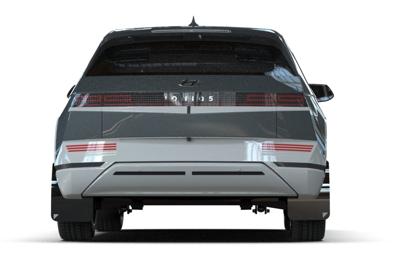 Rally Armor MF137-BAT-BLK-SIL - RALMF137-BAT-BLK-SIL - Rally Armor 2025 Hyundai Ioniq 5 PE Black UR Mud Flap w/Silver Battery Logo - Shipped in Europe - Tuningsupply.com