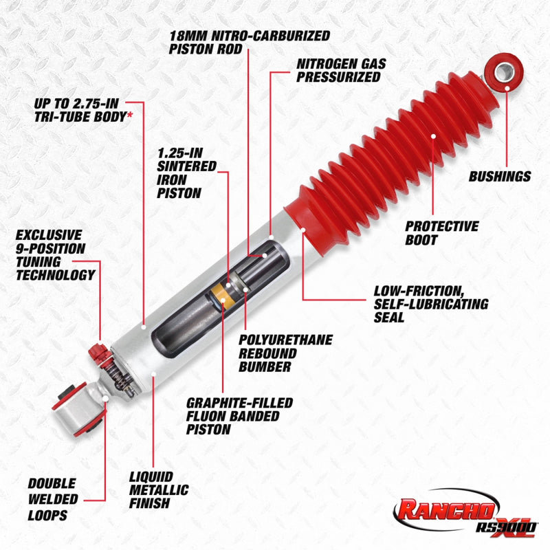 Rancho RS999310 - RHORS999310 - Rancho 06-10 Hummer H3 Rear RS9000XL Shock - Shipped in Europe - Tuningsupply.com