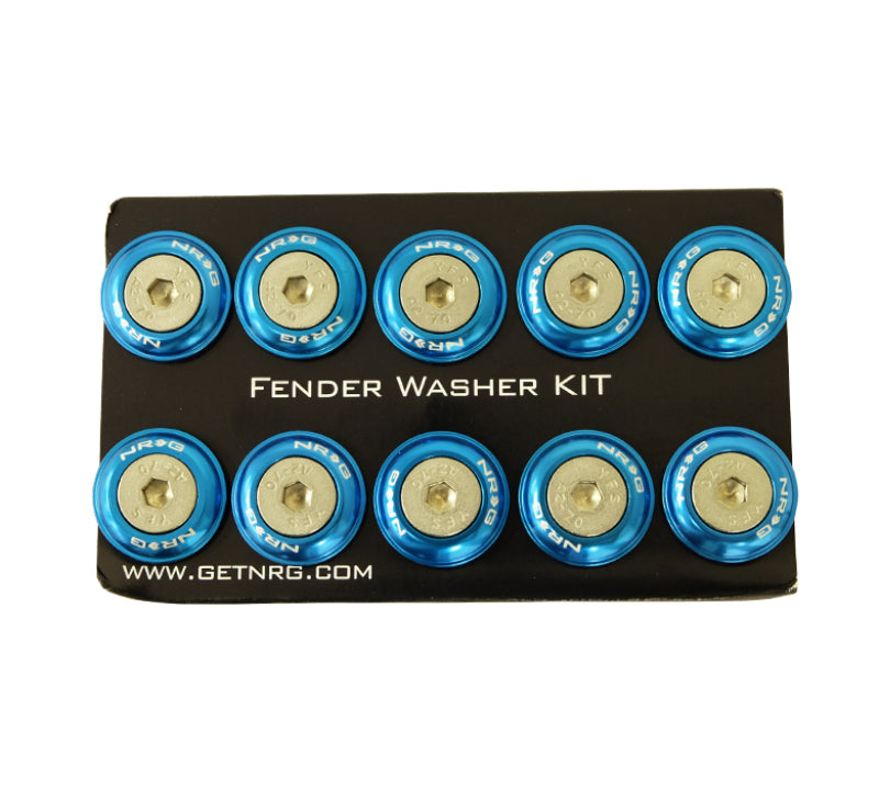 NRG FW-100BL - NRGFW-100BL - NRG Fender Washer Kit w/Rivets For Plastic (Blue) - Set of 10 - Shipped in Europe - Tuningsupply.com