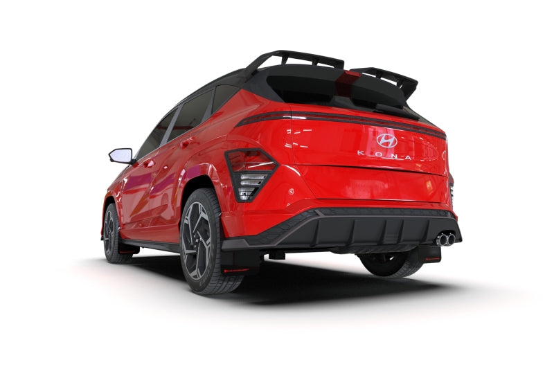 Rally Armor MF103-UR-BLK-WH - RALMF103-UR-BLK-WH - Rally Armor 24-25 Hyundai Kona N Line Black UR Mud Flap - White Logo - Shipped in Europe - Tuningsupply.com