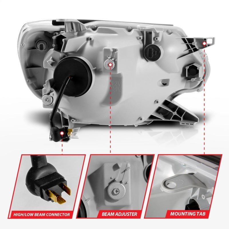 ANZO 111556 - ANZ111556 - ANZO 12-15 Toyota Tacoma Projector Headlights - w/ Light Bar Switchback Black Housing - Shipped in Europe - Tuningsupply.com