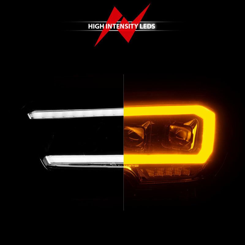 ANZO 111562 - ANZ111562 - ANZO 16-22 Toyota Tacoma SR/SR5 ONLY Full LED Proj Headlights w/Light Bar Seq. Blk w/Initiation Lgt - Shipped in Europe - Tuningsupply.com