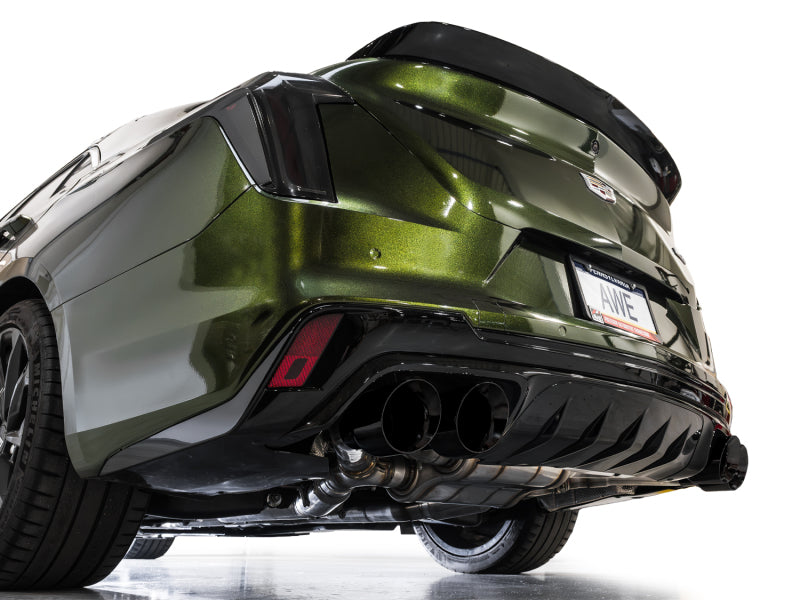 AWE Tuning 3025-43436 - AWE3025-43436 - AWE Tuning 2021+ Cadillac CT4-V Blackwing SwitchPath Exhaust - Diamond Black Tips - Shipped in Europe - Tuningsupply.com